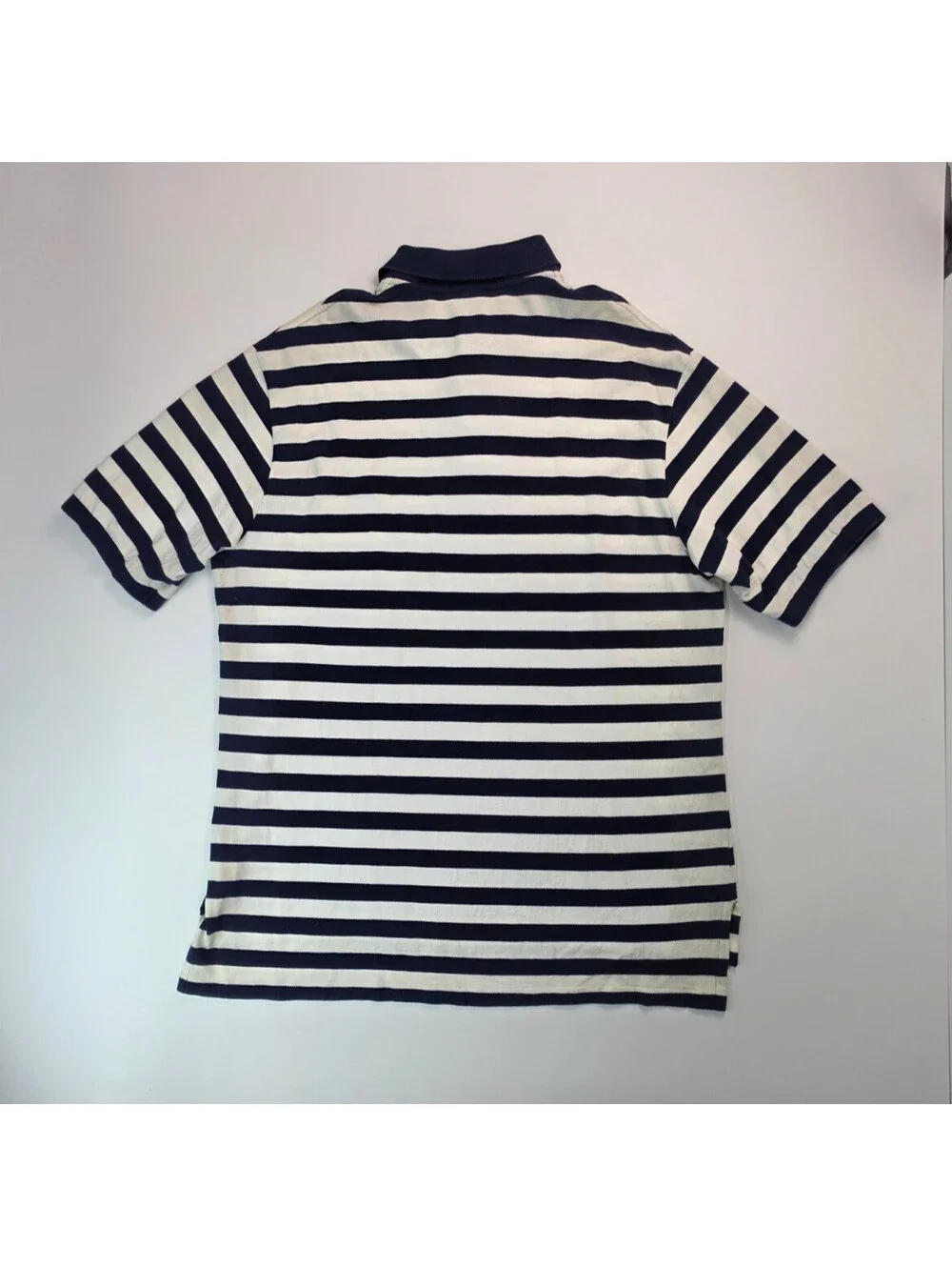 Polo Ralph Lauren Vintage Navy Blue White Striped Crown Crest Logo Shirt Men XLT